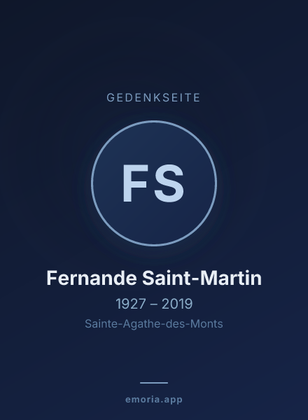 Gedenkportrait von Fernande Saint-Martin