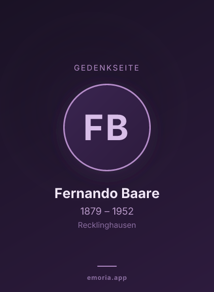 Gedenkportrait von Fernando Baare