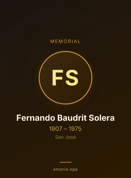 Memorial portrait of Fernando Baudrit Solera
