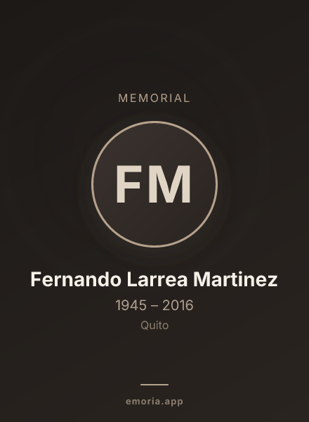 Memorial portrait of Fernando Larrea Martinez