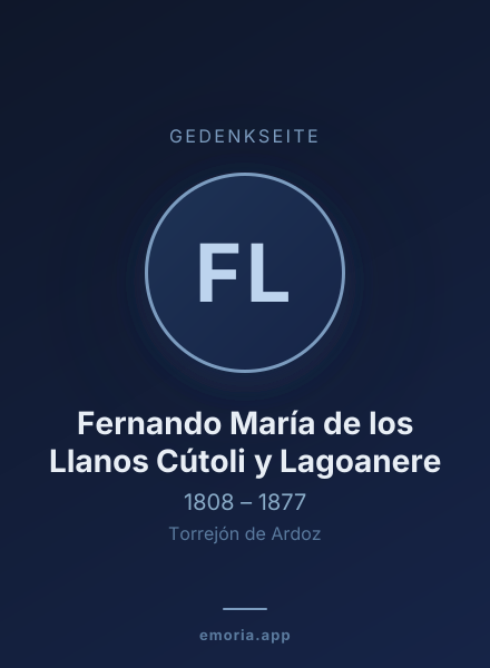 Gedenkportrait von Fernando María de los Llanos Cútoli y Lagoanere