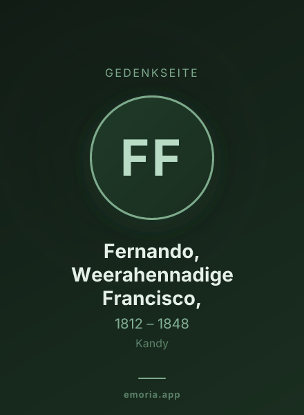 Gedenkportrait von Fernando, Weerahennadige Francisco,