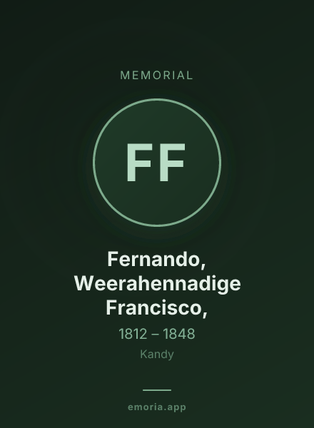 Memorial portrait of Fernando, Weerahennadige Francisco,