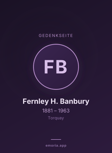 Gedenkportrait von Fernley H. Banbury