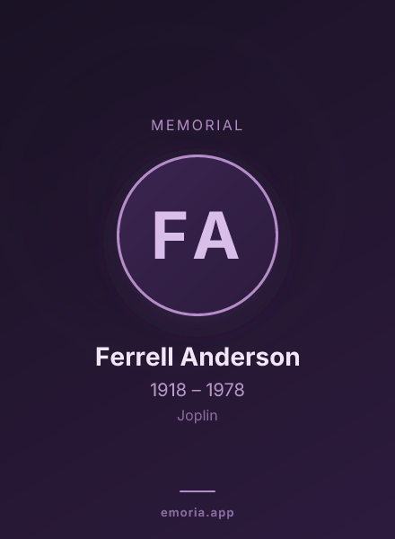 Memorial portrait of Ferrell Anderson