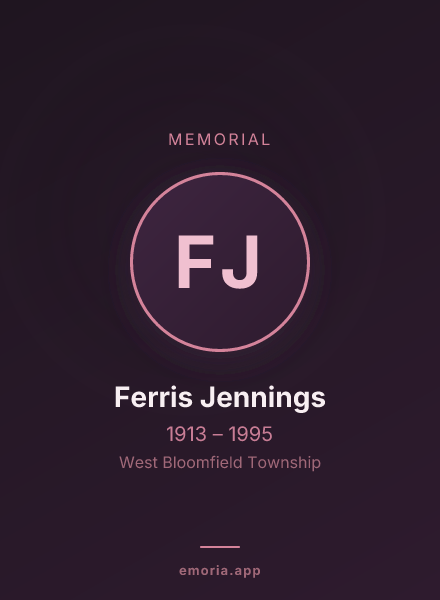 Memorial portrait of Ferris Jennings