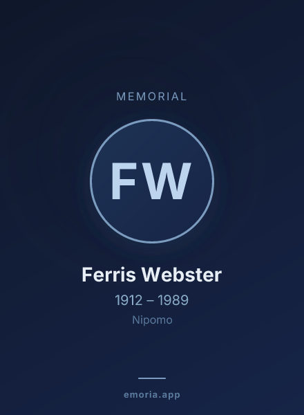 Memorial portrait of Ferris Webster