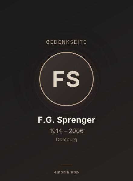 Gedenkportrait von F.G. Sprenger
