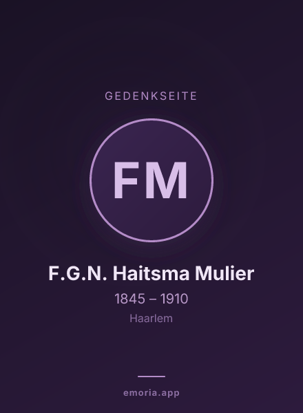 Gedenkportrait von F.G.N. Haitsma Mulier