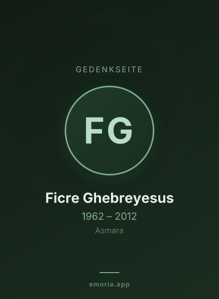 Gedenkportrait von Ficre Ghebreyesus