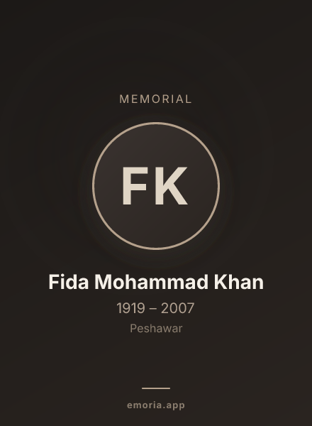 Memorial portrait of Fida Mohammad Khan