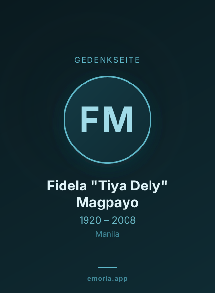 Gedenkportrait von Fidela "Tiya Dely" Magpayo