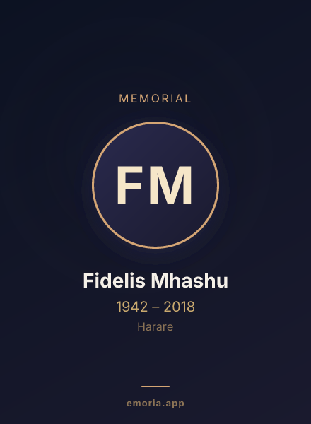 Memorial portrait of Fidelis Mhashu