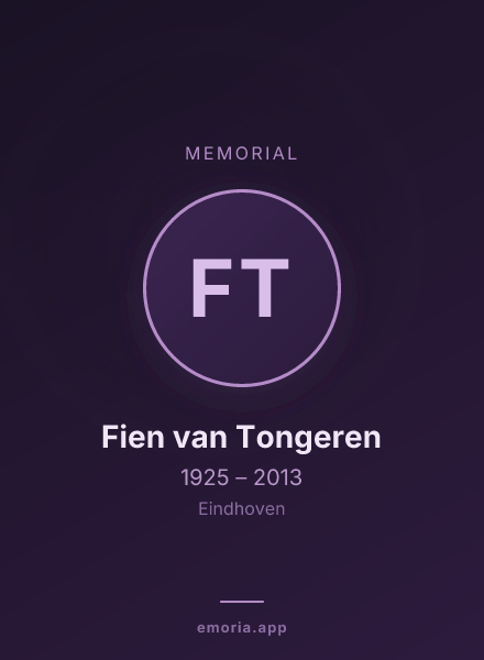 Memorial portrait of Fien van Tongeren