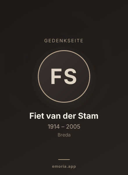 Gedenkportrait von Fiet van der Stam