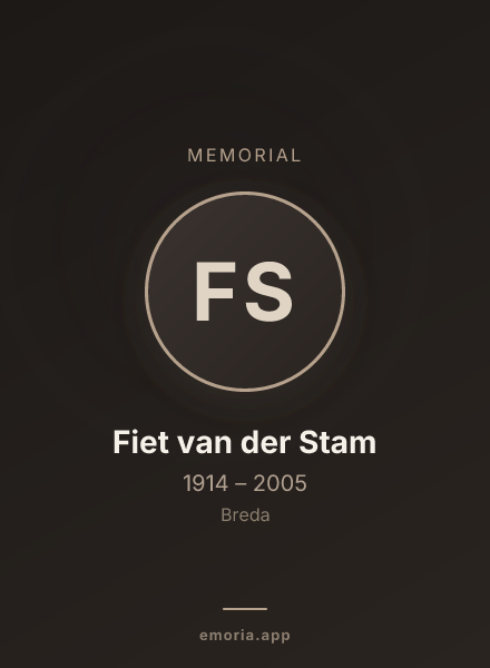 Memorial portrait of Fiet van der Stam