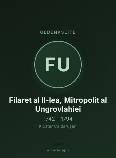 Gedenkportrait von Filaret al II-lea, Mitropolit al Ungrovlahiei