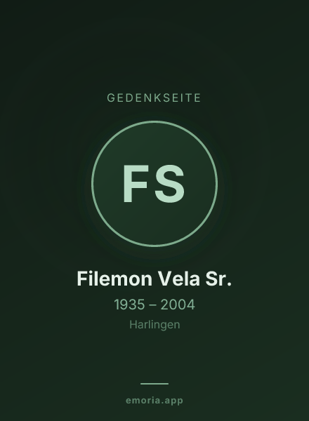 Gedenkportrait von Filemon Vela Sr.