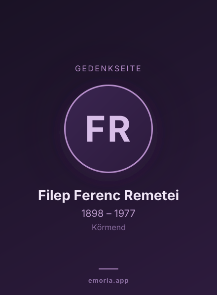 Gedenkportrait von Filep Ferenc Remetei