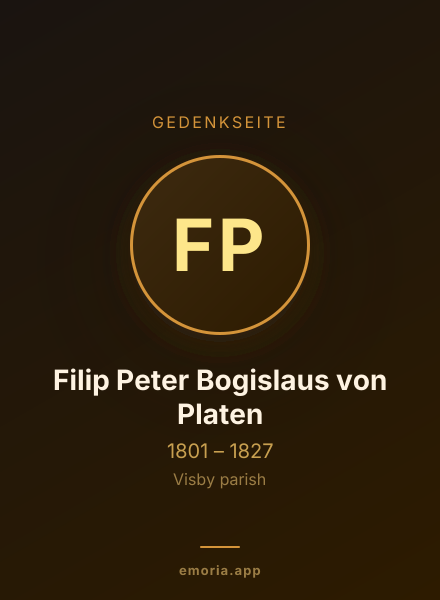Gedenkportrait von Filip Peter Bogislaus von Platen