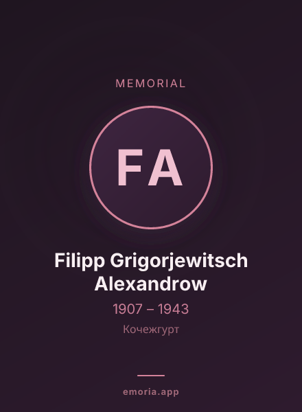 Memorial portrait of Filipp Grigorjewitsch Alexandrow