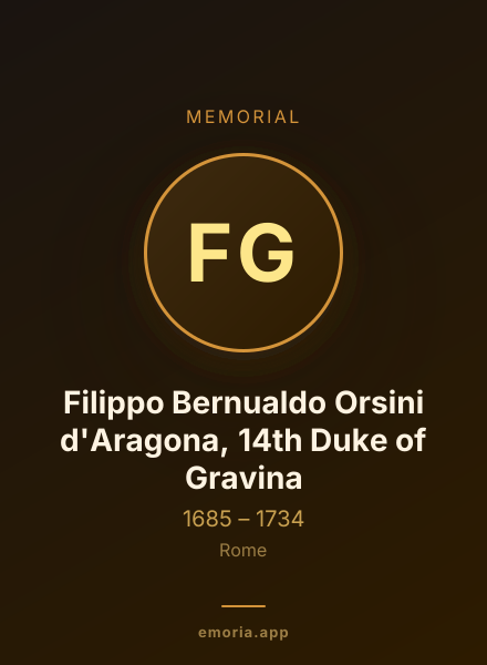 Memorial portrait of Filippo Bernualdo Orsini d'Aragona, 14th Duke of Gravina