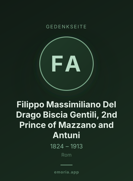 Gedenkportrait von Filippo Massimiliano Del Drago Biscia Gentili, 2nd Prince of  Mazzano and Antuni