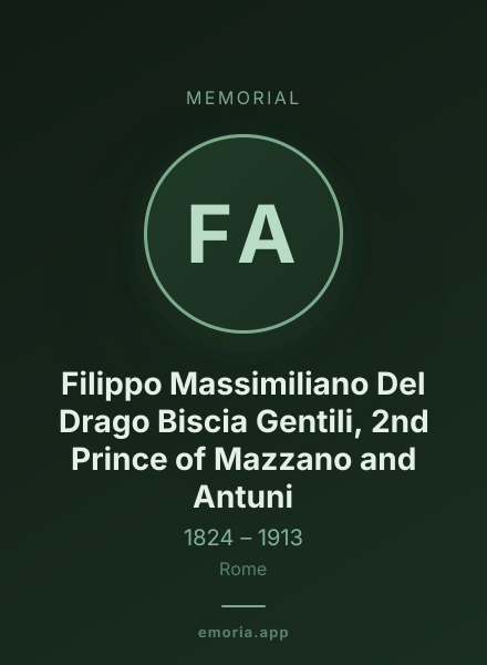 Memorial portrait of Filippo Massimiliano Del Drago Biscia Gentili, 2nd Prince of  Mazzano and Antuni