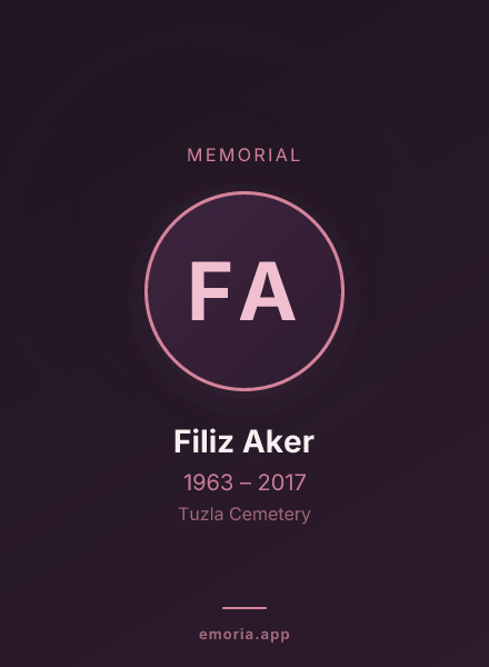 Memorial portrait of Filiz Aker