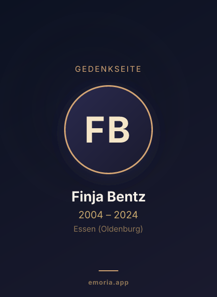 Gedenkportrait von Finja Bentz
