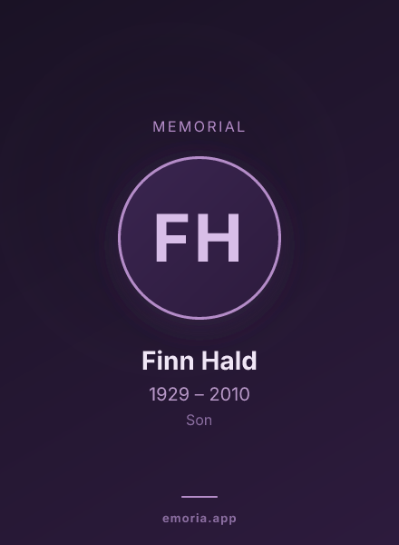 Memorial portrait of Finn Hald