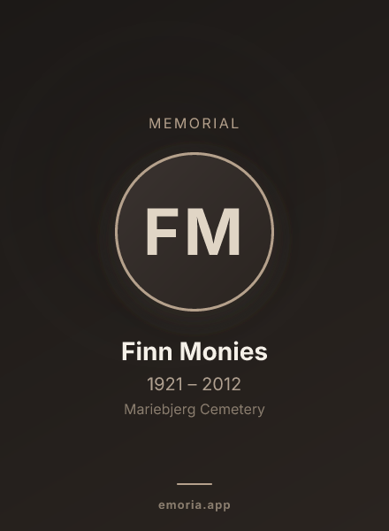 Memorial portrait of Finn Monies