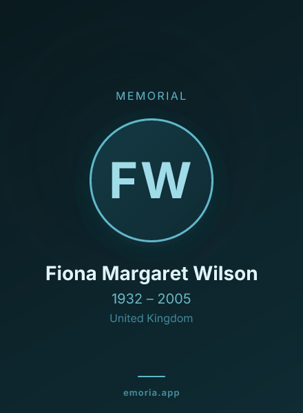 Memorial portrait of Fiona Margaret Wilson