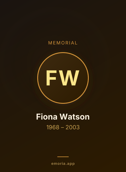 Memorial portrait of Fiona Watson