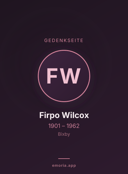 Gedenkportrait von Firpo Wilcox