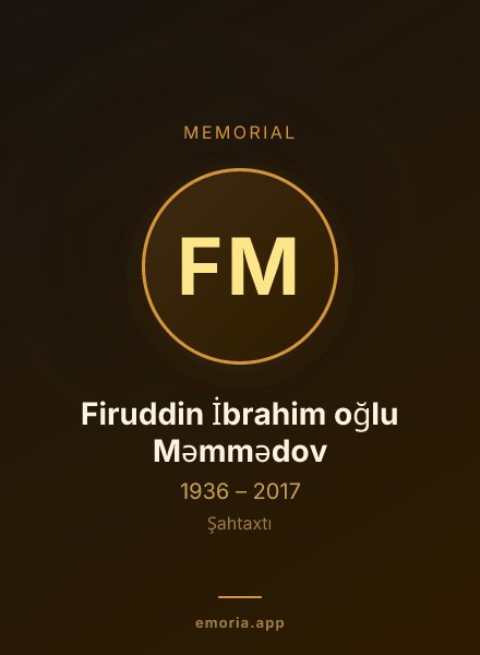 Memorial portrait of Firuddin İbrahim oğlu Məmmədov