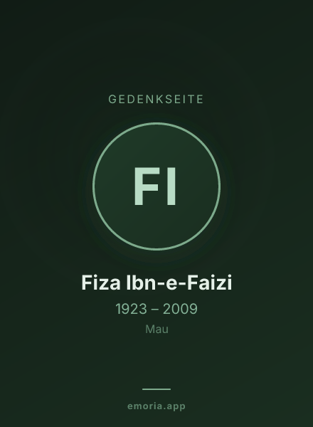 Gedenkportrait von Fiza Ibn-e-Faizi