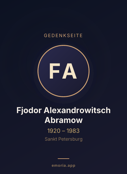 Gedenkportrait von Fjodor Alexandrowitsch Abramow