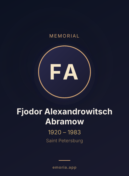 Memorial portrait of Fjodor Alexandrowitsch Abramow