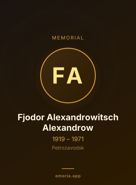 Memorial portrait of Fjodor Alexandrowitsch Alexandrow