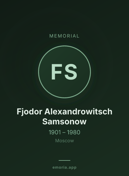 Memorial portrait of Fjodor Alexandrowitsch Samsonow