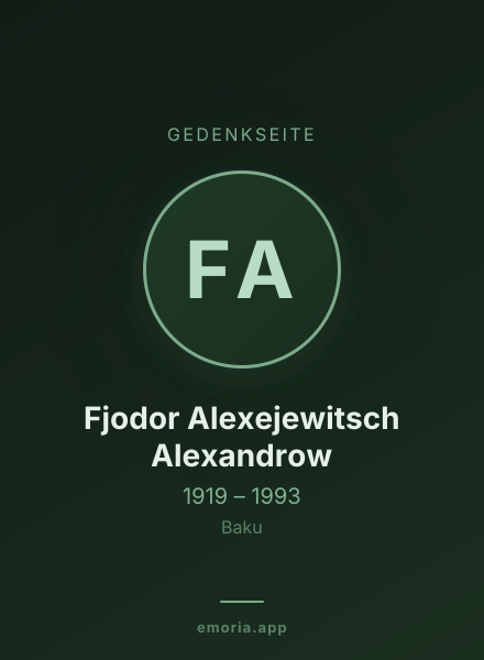 Gedenkportrait von Fjodor Alexejewitsch Alexandrow