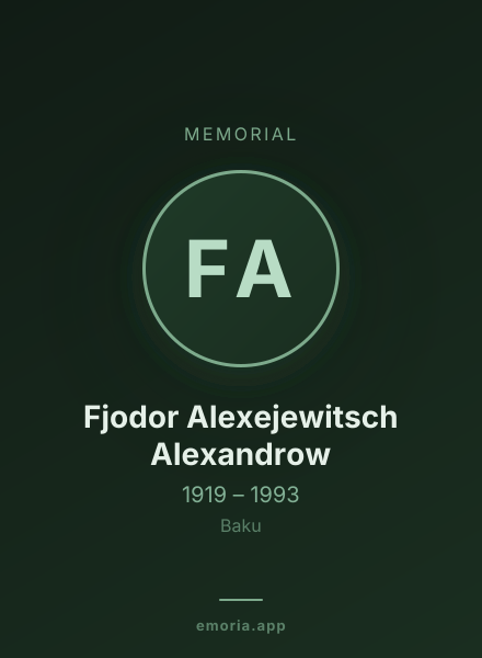 Memorial portrait of Fjodor Alexejewitsch Alexandrow