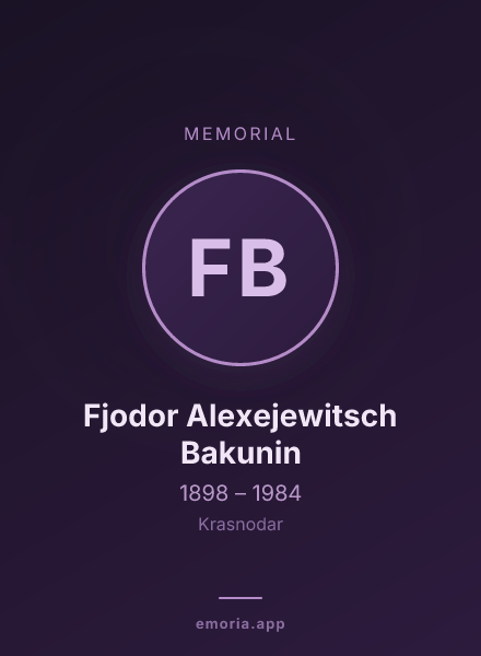 Memorial portrait of Fjodor Alexejewitsch Bakunin