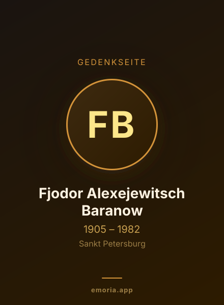 Gedenkportrait von Fjodor Alexejewitsch Baranow