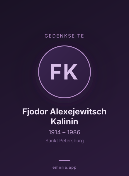 Gedenkportrait von Fjodor Alexejewitsch Kalinin
