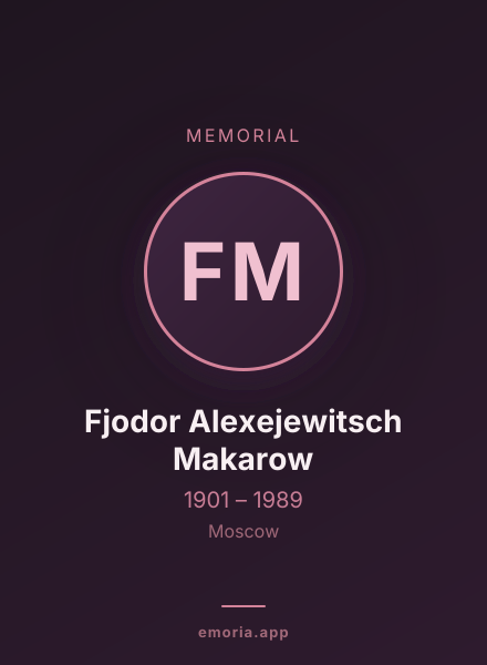 Memorial portrait of Fjodor Alexejewitsch Makarow