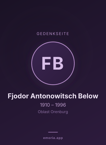 Gedenkportrait von Fjodor Antonowitsch Below