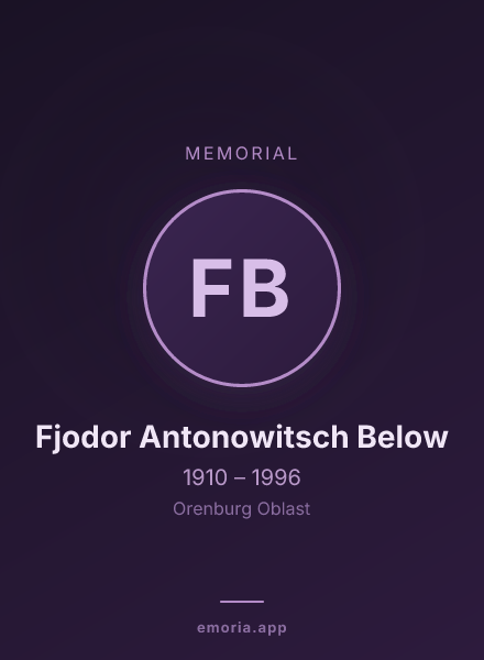 Memorial portrait of Fjodor Antonowitsch Below
