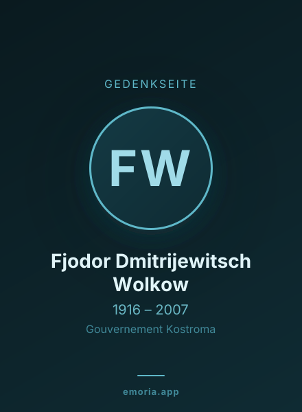 Gedenkportrait von Fjodor Dmitrijewitsch Wolkow